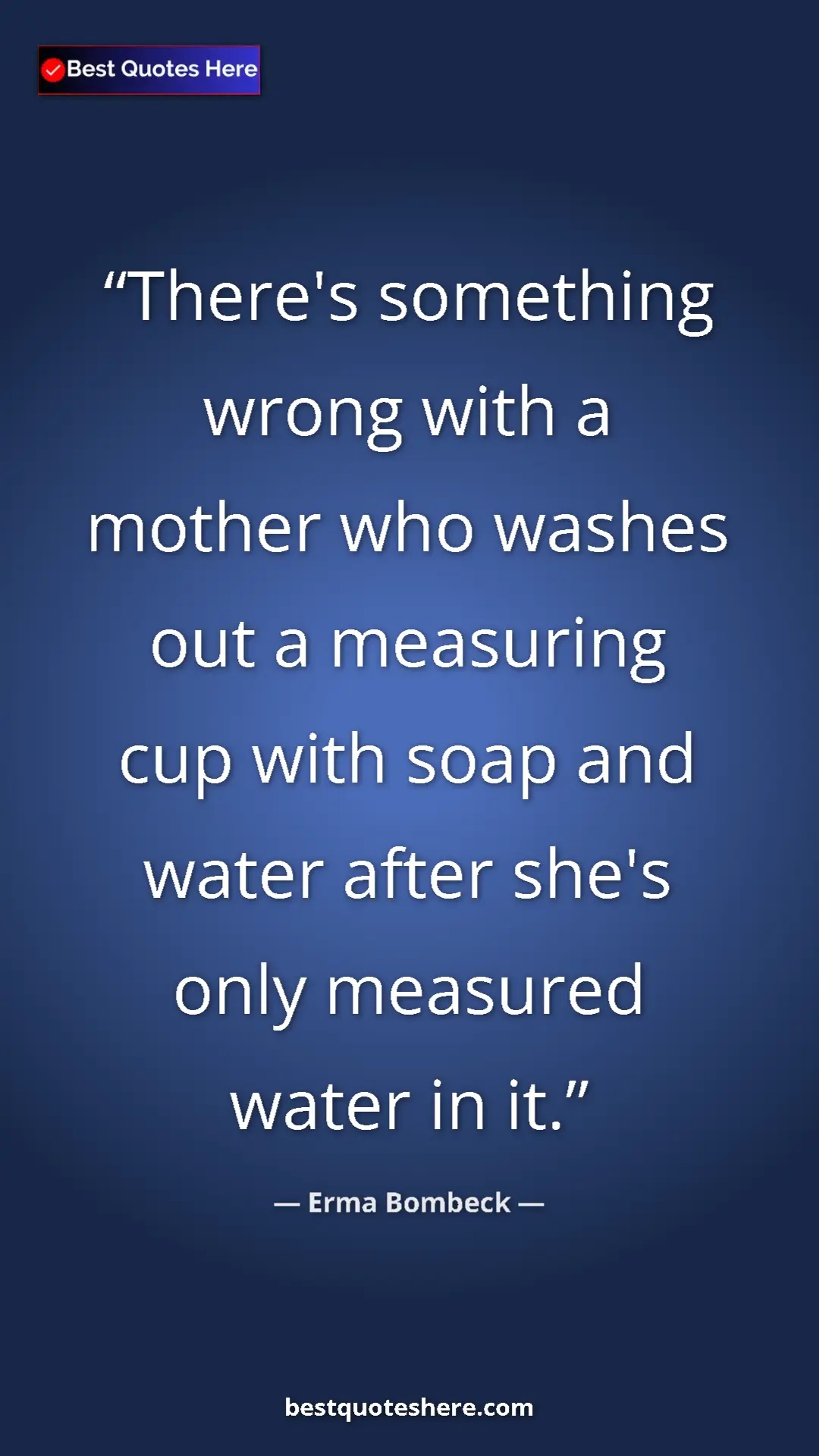 Erma Bombeck Quote Card: "There's something wrong with a mother who washes out a..." Pinterest quote poster by Erma Bombeck: "There's something wrong with a mother who washes out a..."