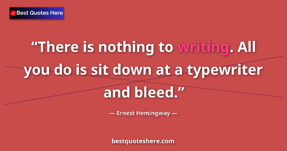 Image for the quote by Ernest Hemingway: There is nothing to writing. All you do is sit down at a typewriter and bleed....