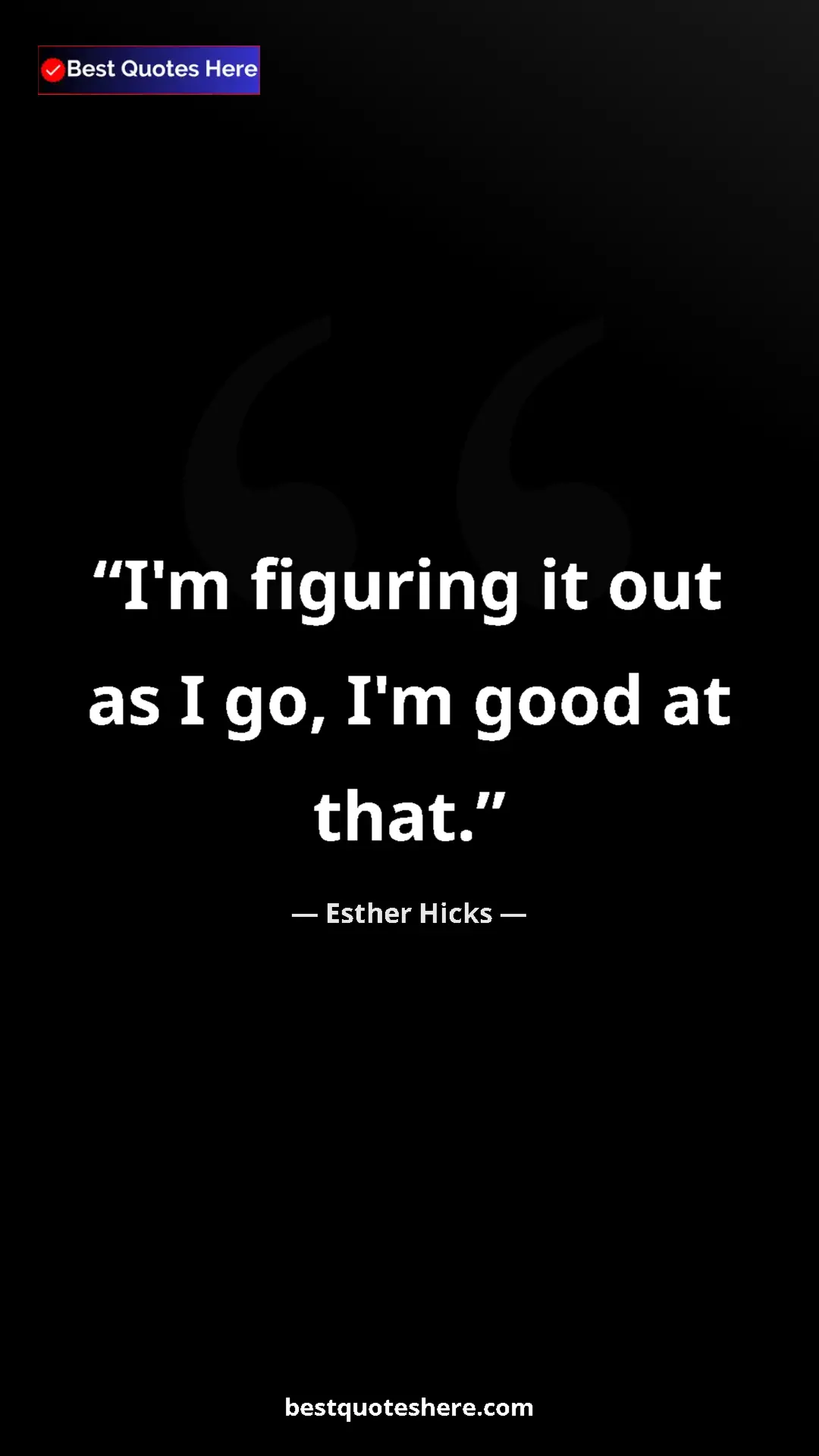 Pinterest quote poster by Esther Hicks: "I'm figuring it out as I go, I'm good at that."