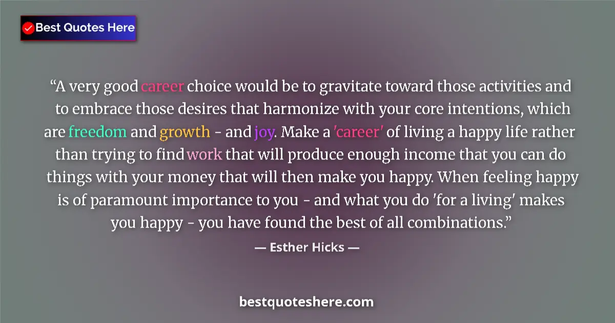 Image for the quote by Esther Hicks: A very good career choice would be to gravitate toward those activities and to embrace those desires...
