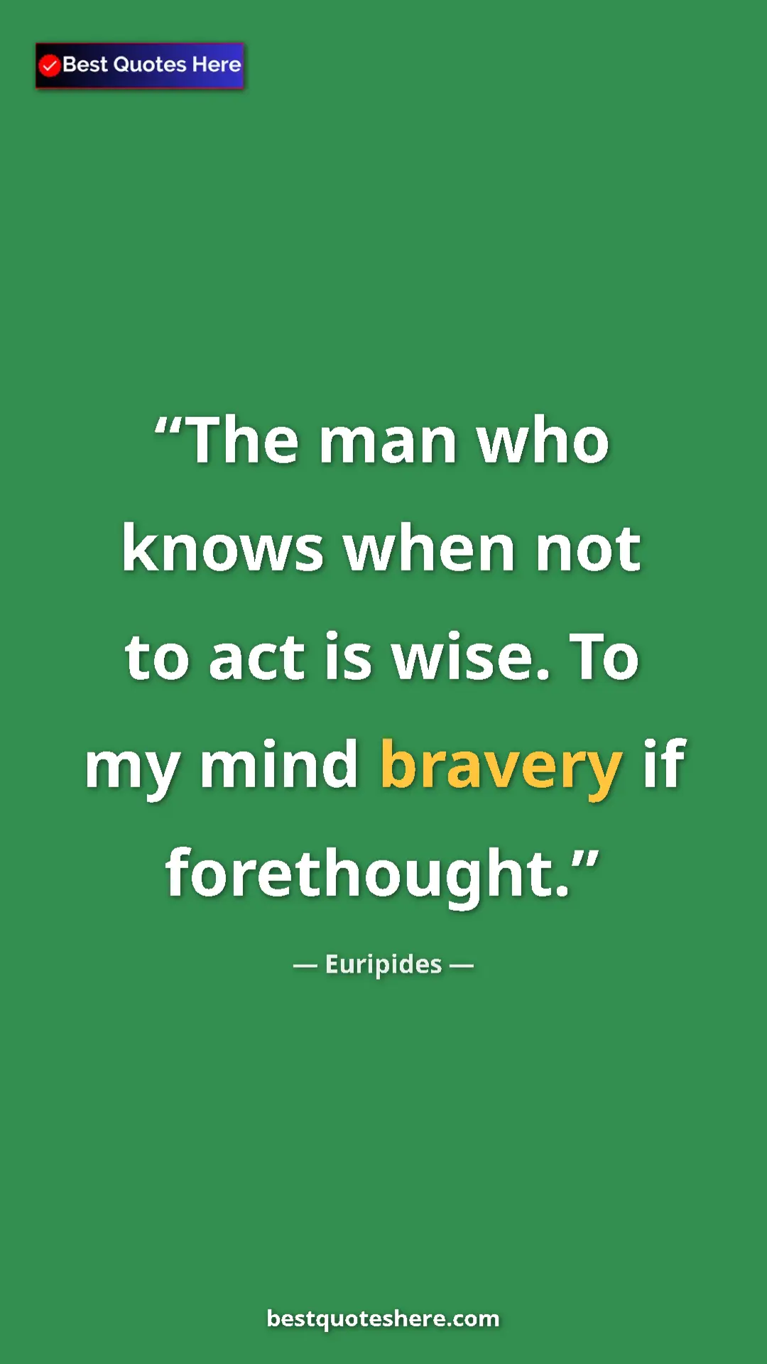 Pinterest quote poster by Euripides: "The man who knows when not to act is wise. To my mind..."