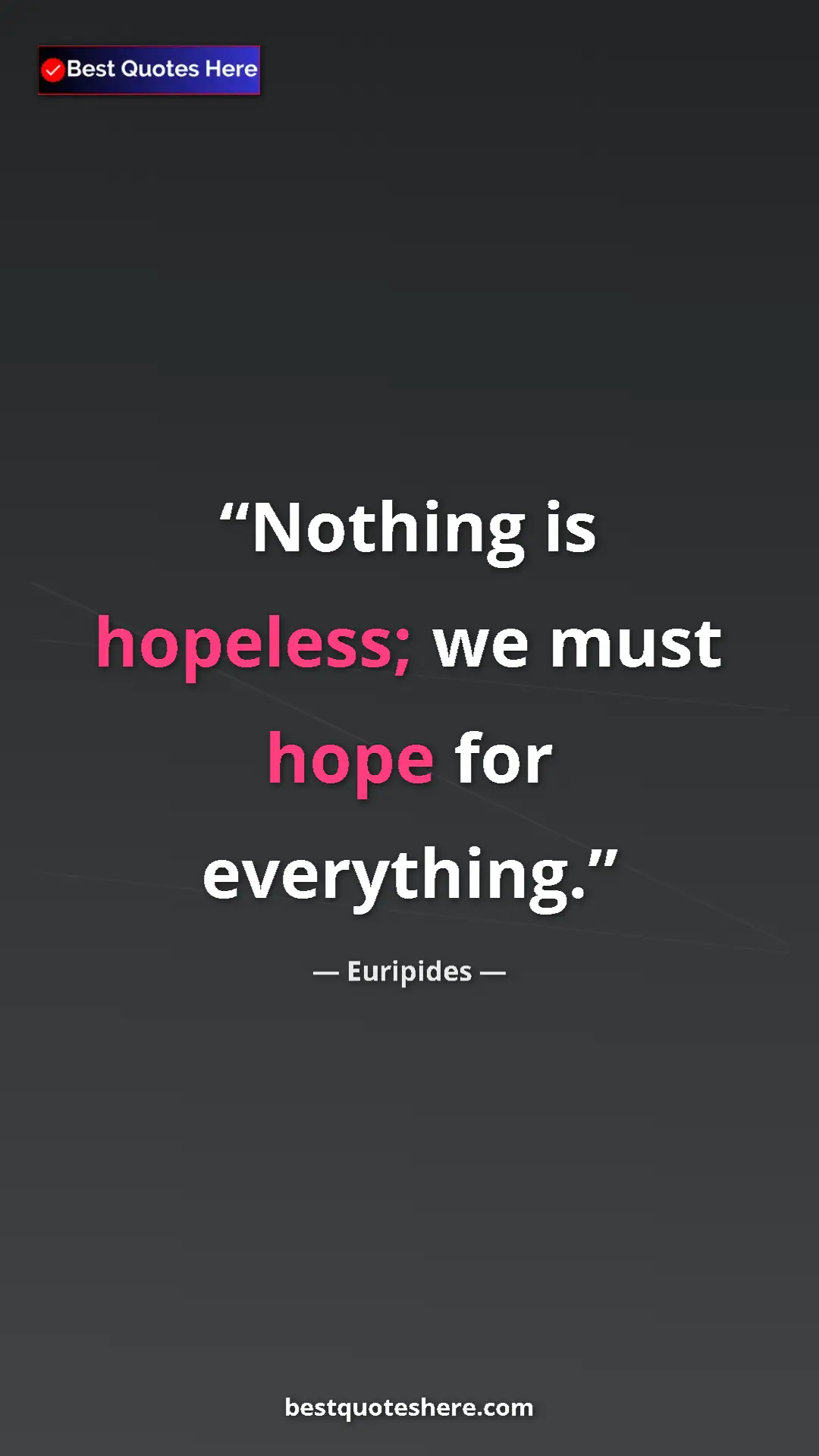 Pinterest quote poster by Euripides: "Nothing is hopeless; we must hope for everything."