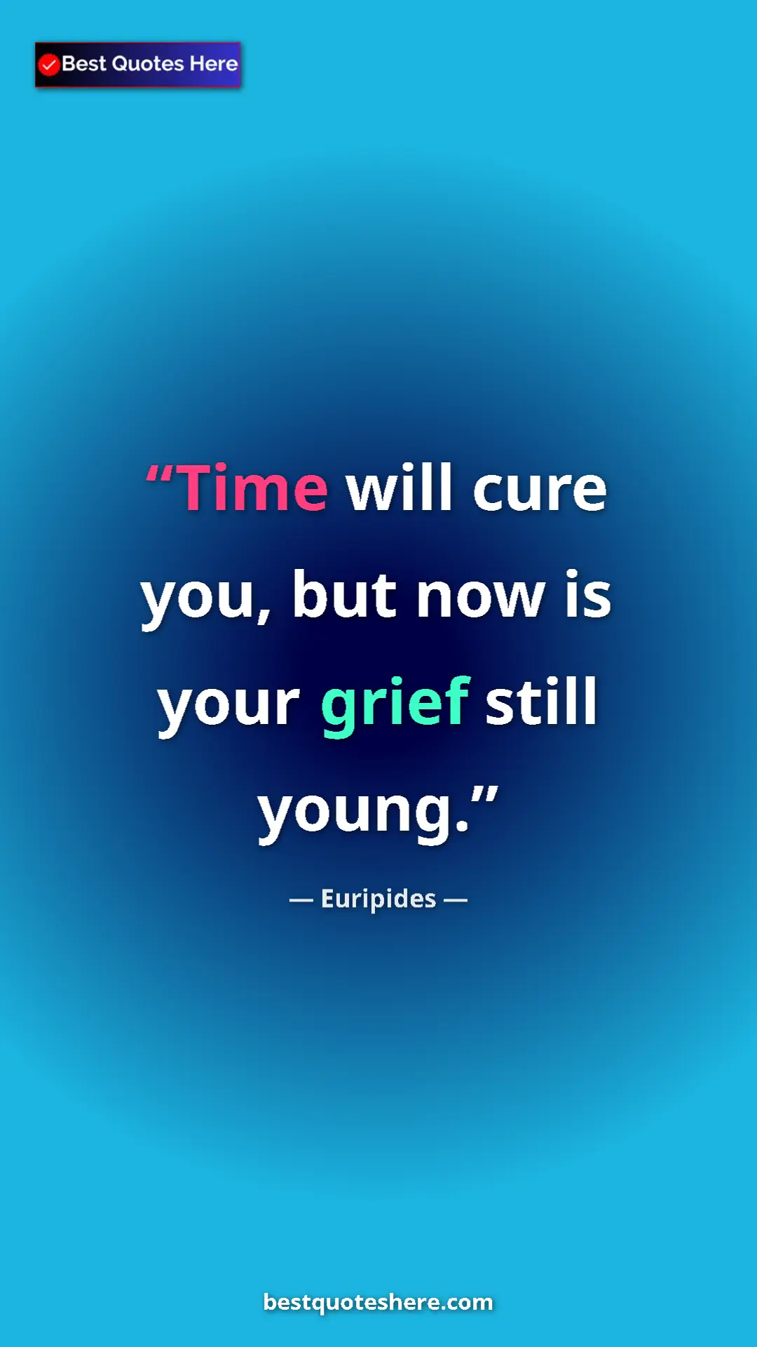 Pinterest quote poster by Euripides: "Time will cure you, but now is your grief still young."