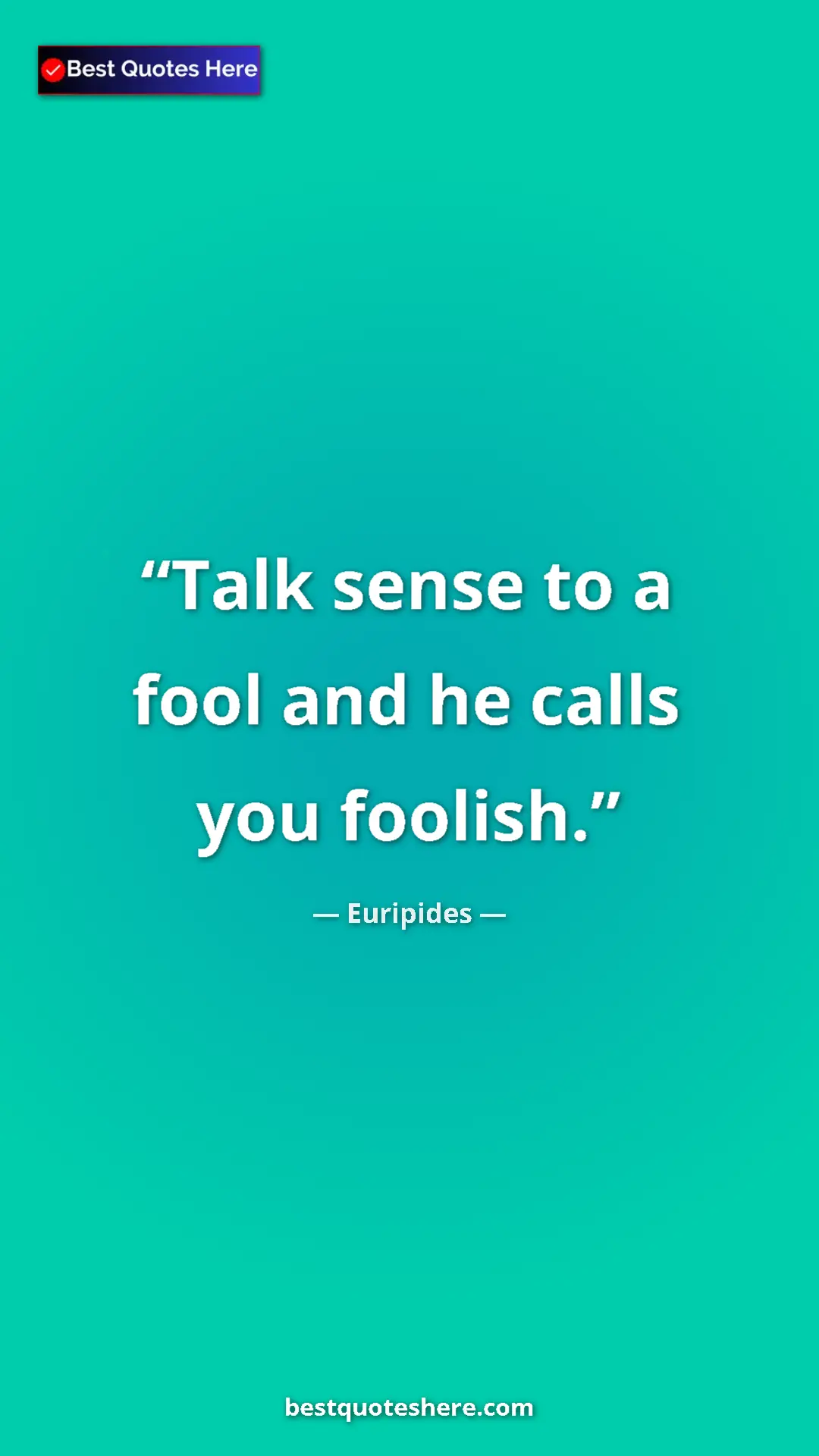 Pinterest quote poster by Euripides: "Talk sense to a fool and he calls you foolish."