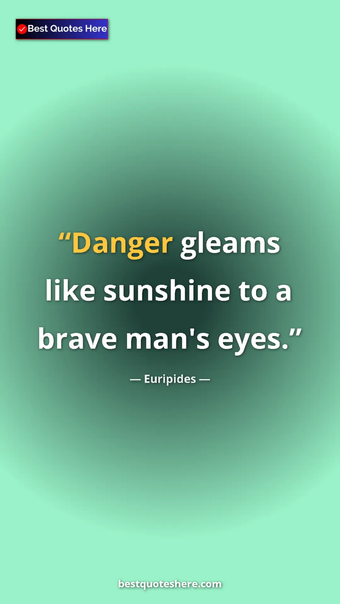 Pinterest quote poster by Euripides: "Danger gleams like sunshine to a brave man's eyes."