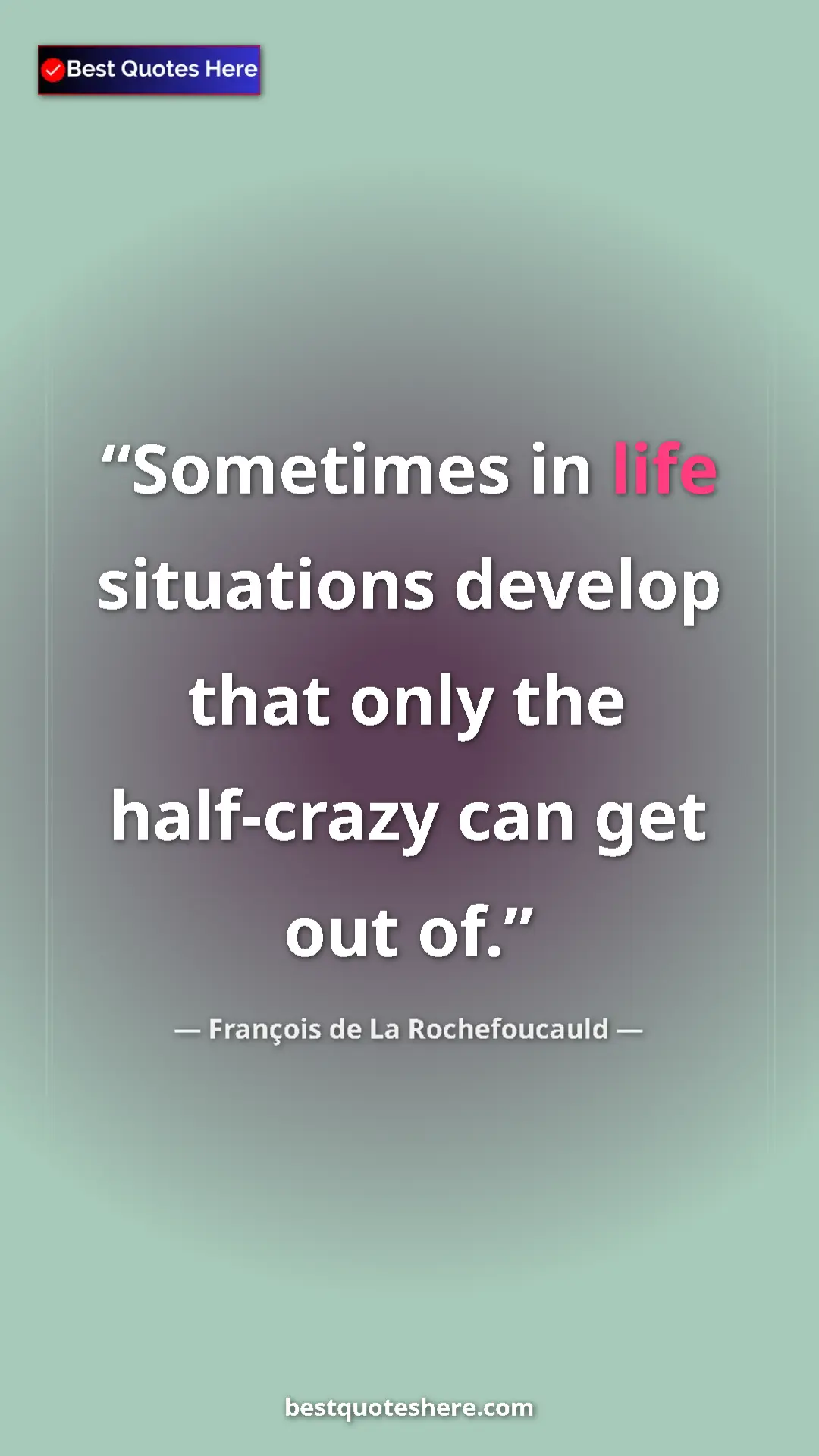 Pinterest quote poster by François de La Rochefoucauld: "Sometimes in life situations develop that only the..."