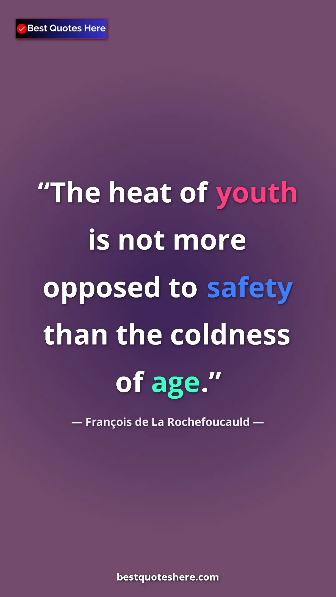 Pinterest quote poster by François de La Rochefoucauld: "The heat of youth is not more opposed to safety than the..."