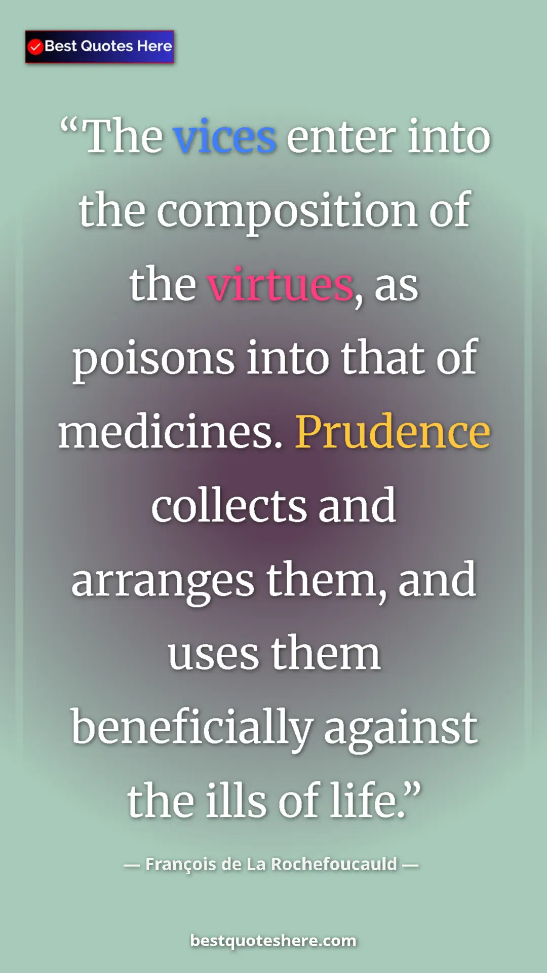 Pinterest quote poster by François de La Rochefoucauld: "The vices enter into the composition of the virtues, as..."