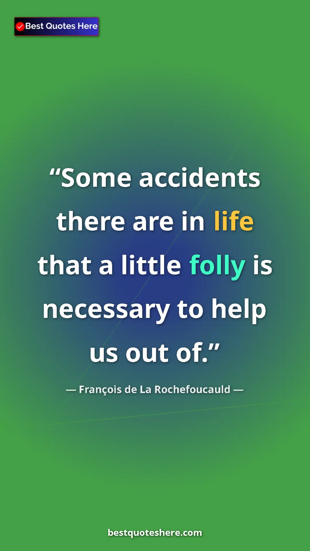 Pinterest quote poster by François de La Rochefoucauld: "Some accidents there are in life that a little folly is..."