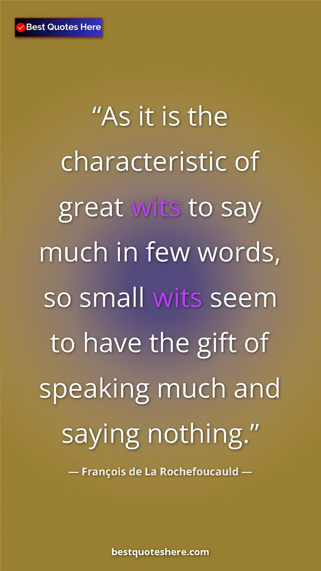 Pinterest quote poster by François de La Rochefoucauld: "As it is the characteristic of great wits to say much in..."