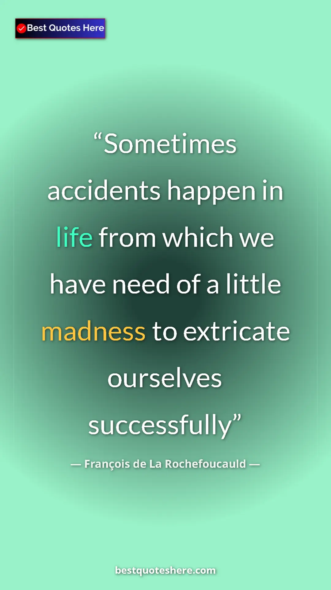 Pinterest quote poster by François de La Rochefoucauld: "Sometimes accidents happen in life from which we have need..."