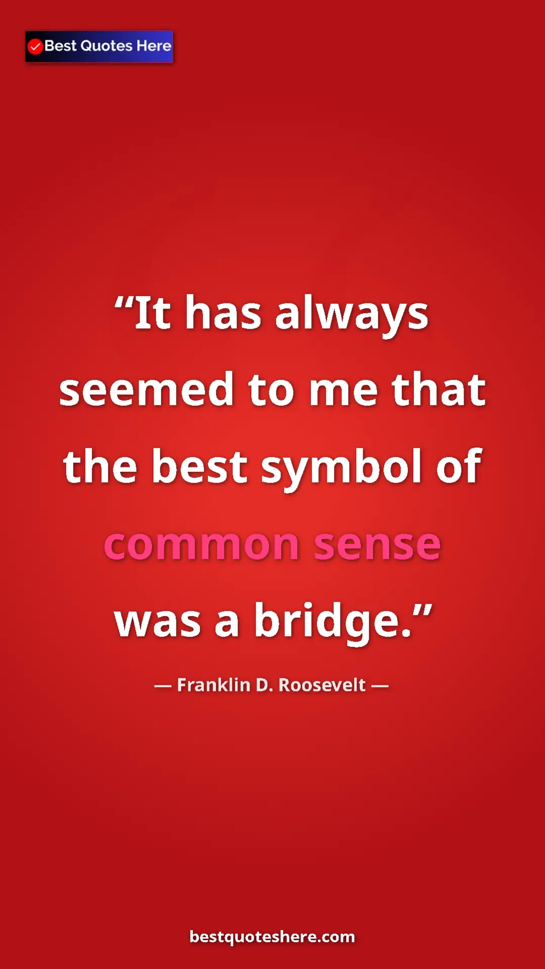 Pinterest quote poster by Franklin D. Roosevelt: "It has always seemed to me that the best symbol of common se"