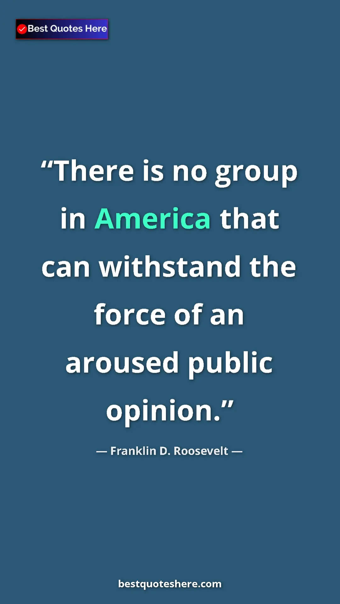 Franklin D. Roosevelt Quote Card: "There is no group in America that can withstand the force..." Pinterest quote poster by Franklin D. Roosevelt: "There is no group in America that can withstand the force..."