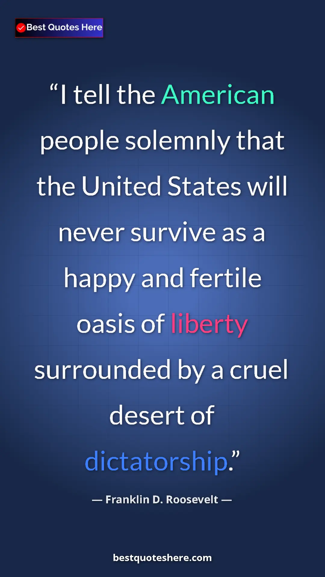 Franklin D. Roosevelt Quote Card: "I tell the American people solemnly that the United States..." Pinterest quote poster by Franklin D. Roosevelt: "I tell the American people solemnly that the United States..."