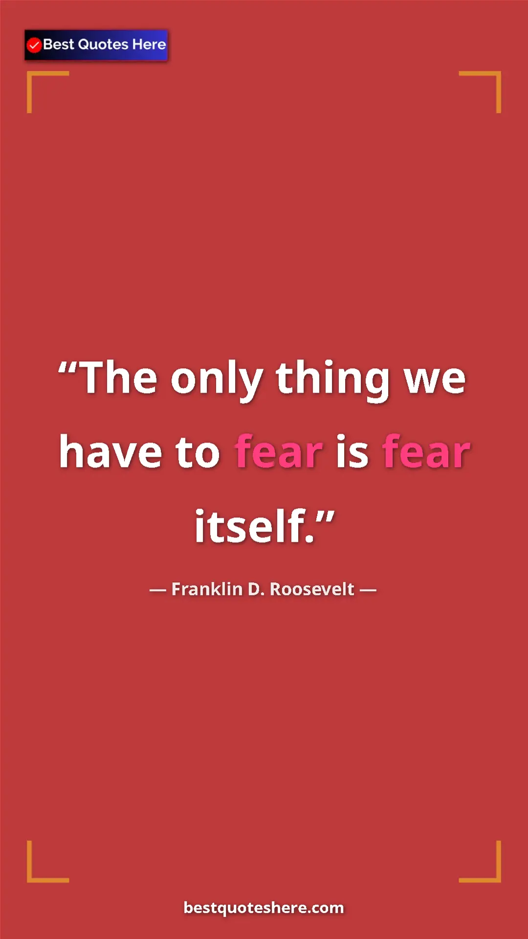 Pinterest quote poster by Franklin D. Roosevelt: "The only thing we have to fear is fear itself."
