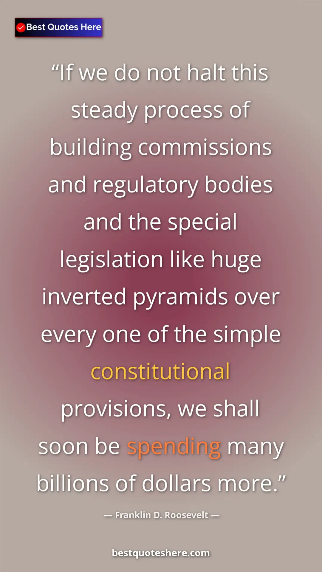 Franklin D. Roosevelt Quote Card: "If we do not halt this steady process of building..." Pinterest quote poster by Franklin D. Roosevelt: "If we do not halt this steady process of building..."