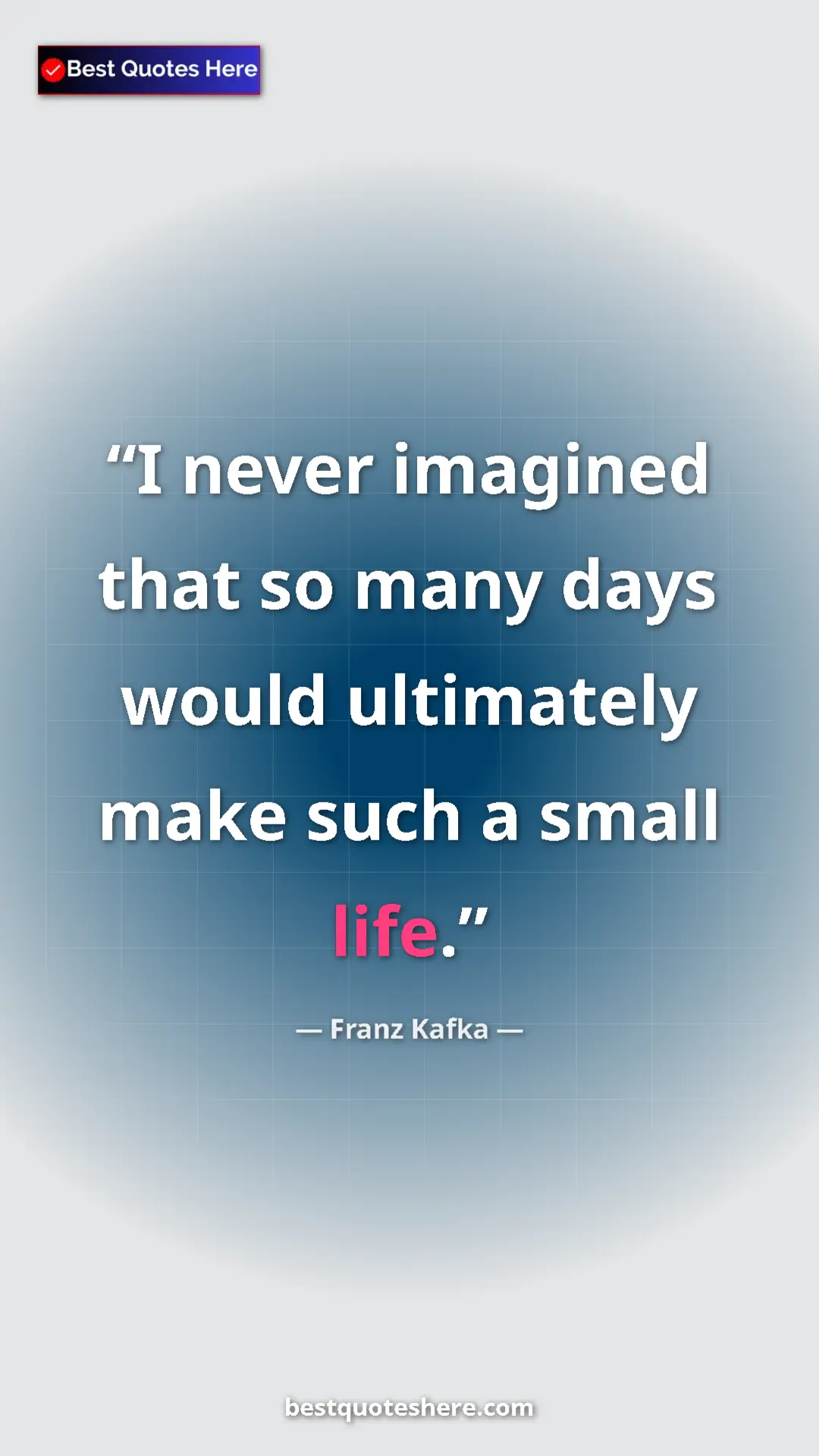 Pinterest quote poster by Franz Kafka: "I never imagined that so many days would ultimately make..."
