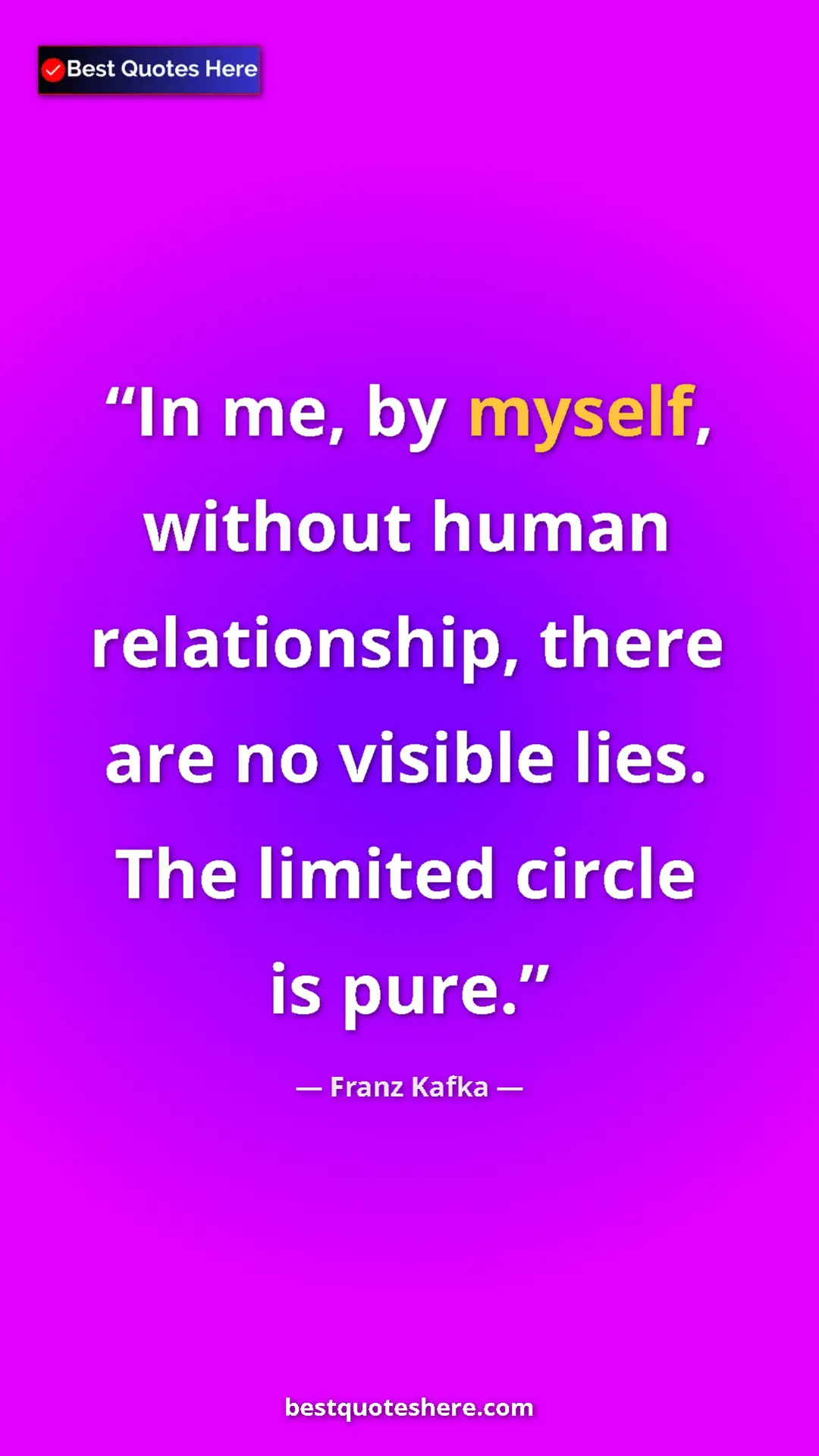 Pinterest quote poster by Franz Kafka: "In me, by myself, without human relationship, there are no..."