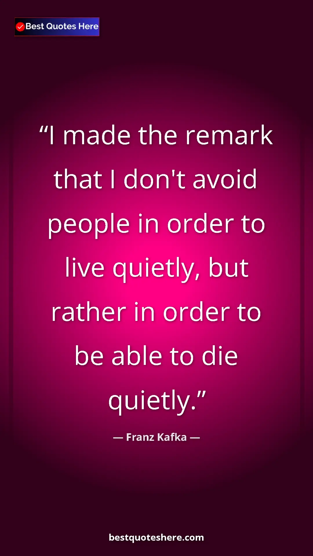 Pinterest quote poster by Franz Kafka: "I made the remark that I don't avoid people in order to..."