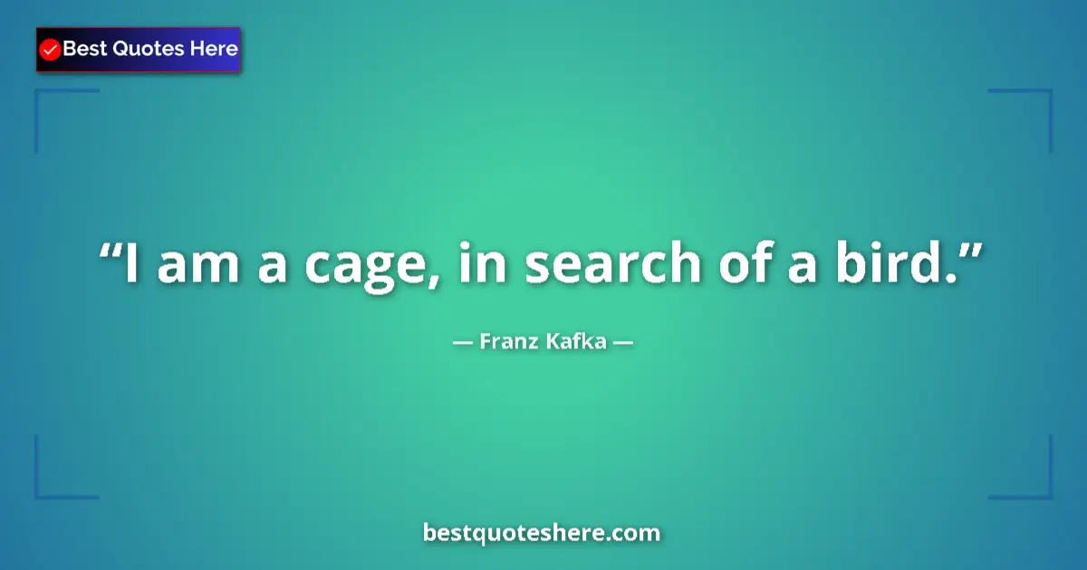 Quote by Franz Kafka: I am a cage, in search of a bird....