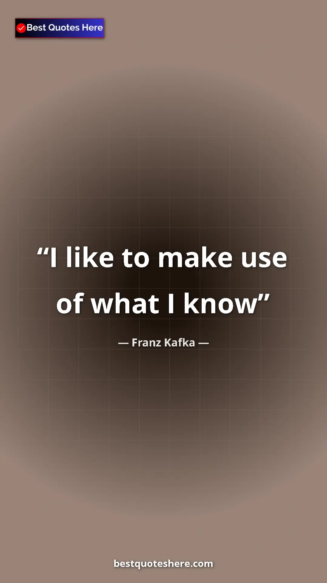 Pinterest quote poster by Franz Kafka: "I like to make use of what I know"
