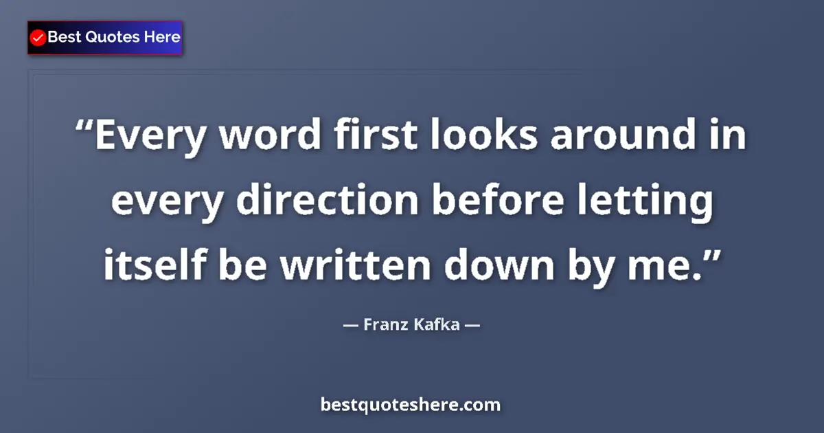Image for the quote by Franz Kafka: Every word first looks around in every direction before letting itself be written down by me....