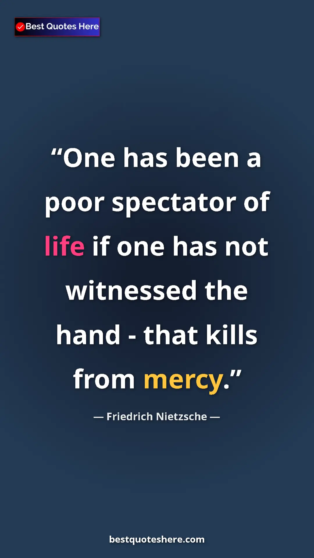 Pinterest quote poster by Friedrich Nietzsche: "One has been a poor spectator of life if one has not..."