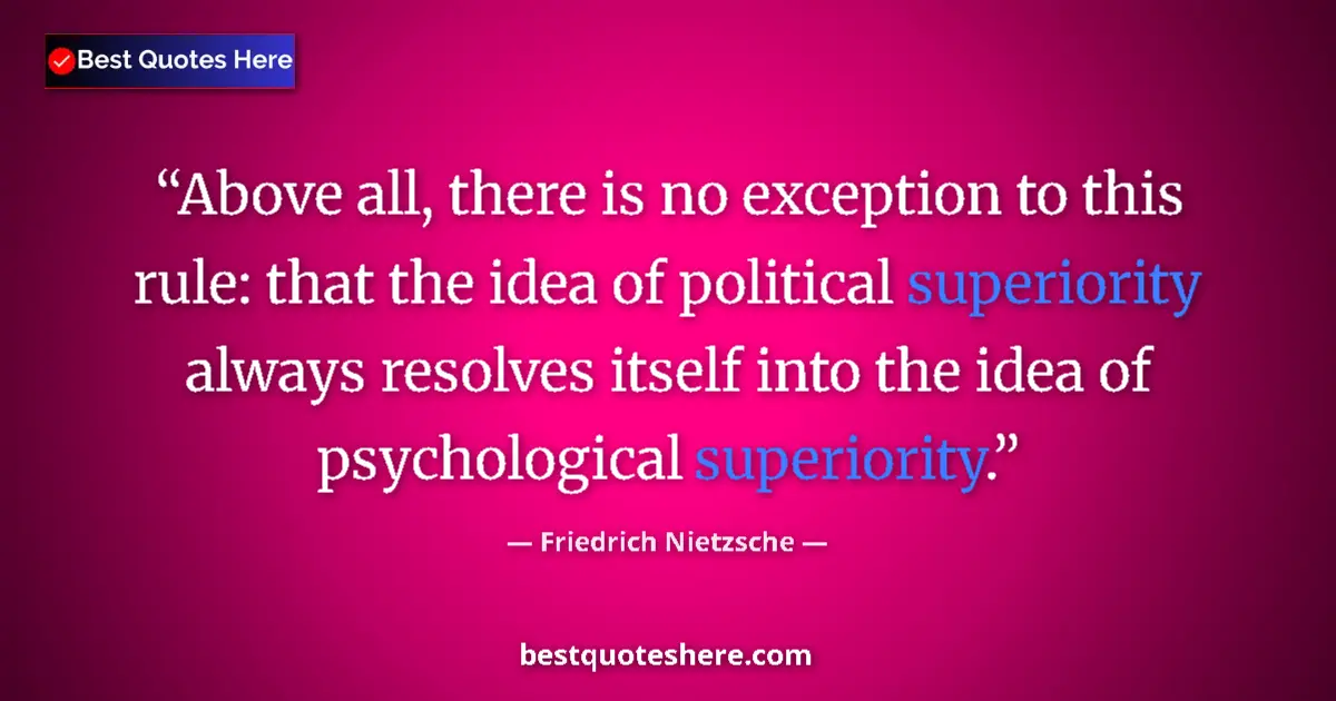 Image for the quote by Friedrich Nietzsche: Above all, there is no exception to this rule: that the idea of political superiority always resolve...