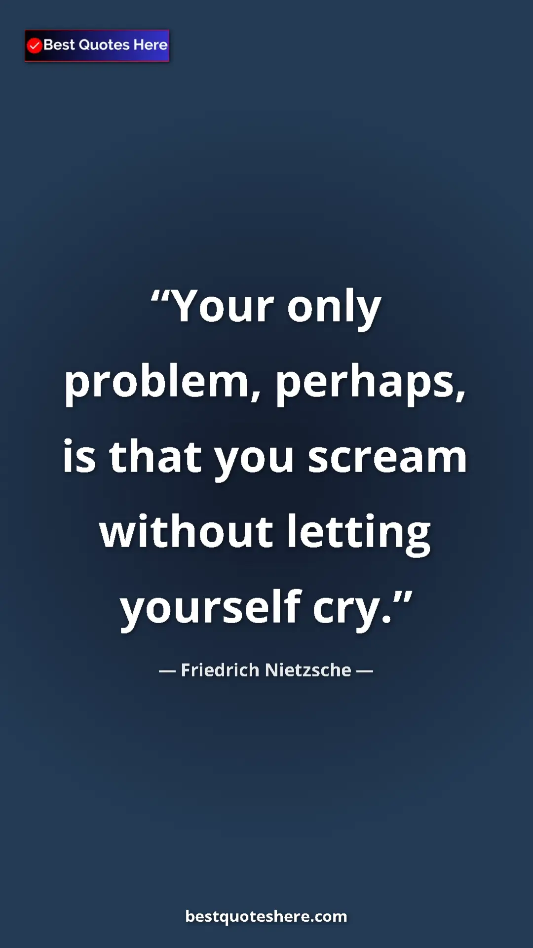 Pinterest quote poster by Friedrich Nietzsche: "Your only problem, perhaps, is that you scream without..."