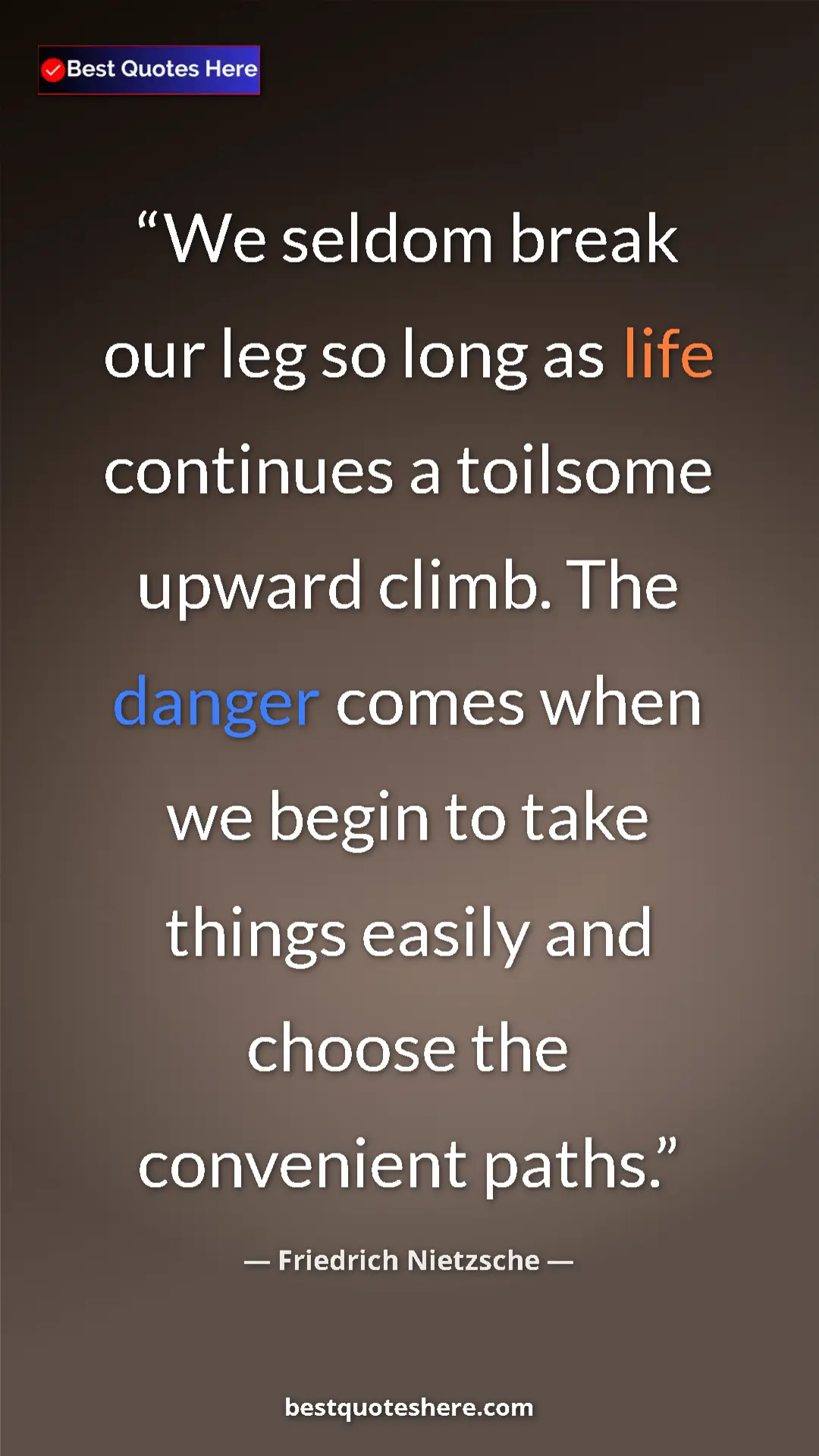Pinterest quote poster by Friedrich Nietzsche: "We seldom break our leg so long as life continues a..."