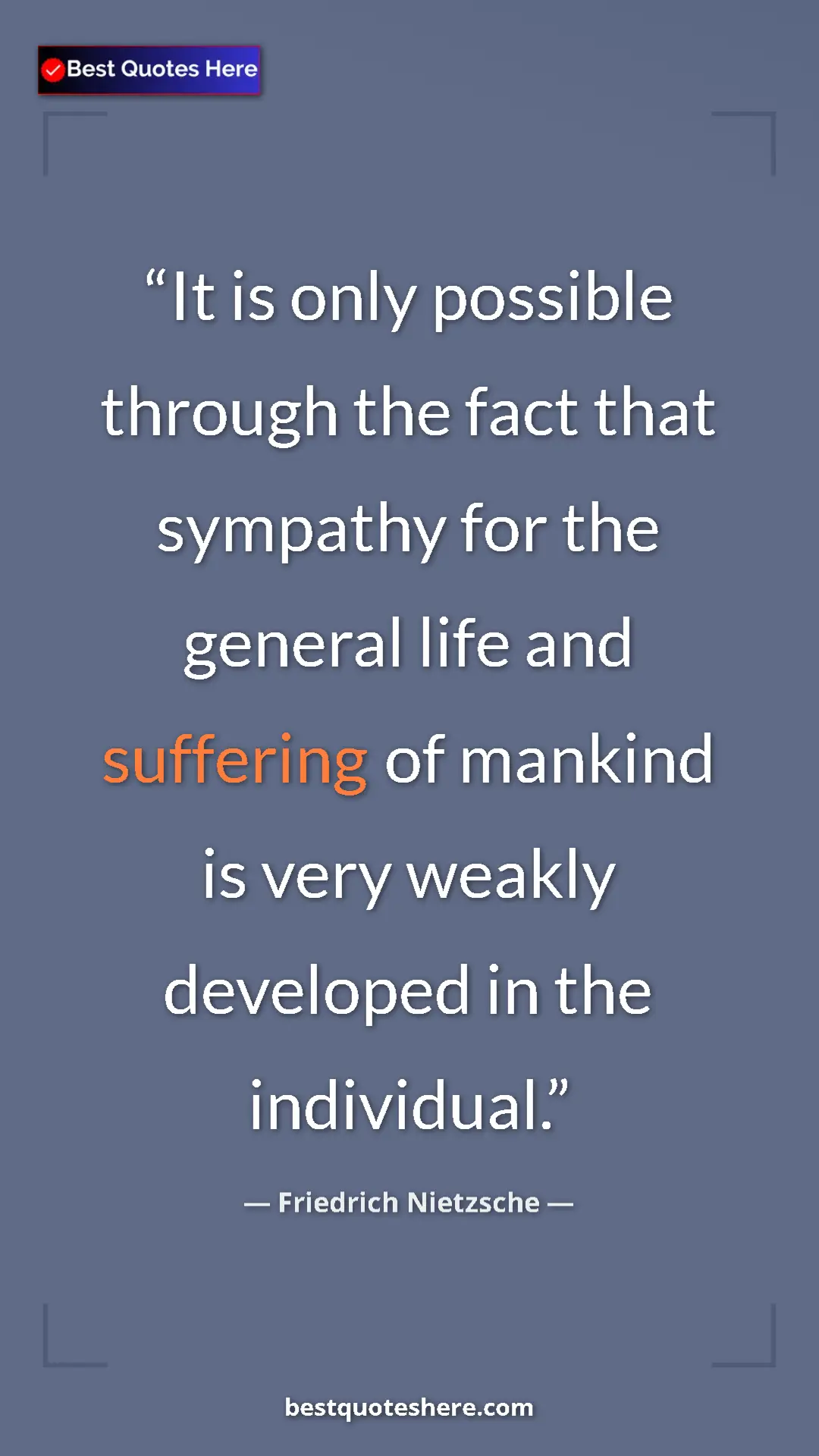 Pinterest quote poster by Friedrich Nietzsche: "It is only possible through the fact that sympathy for the..."