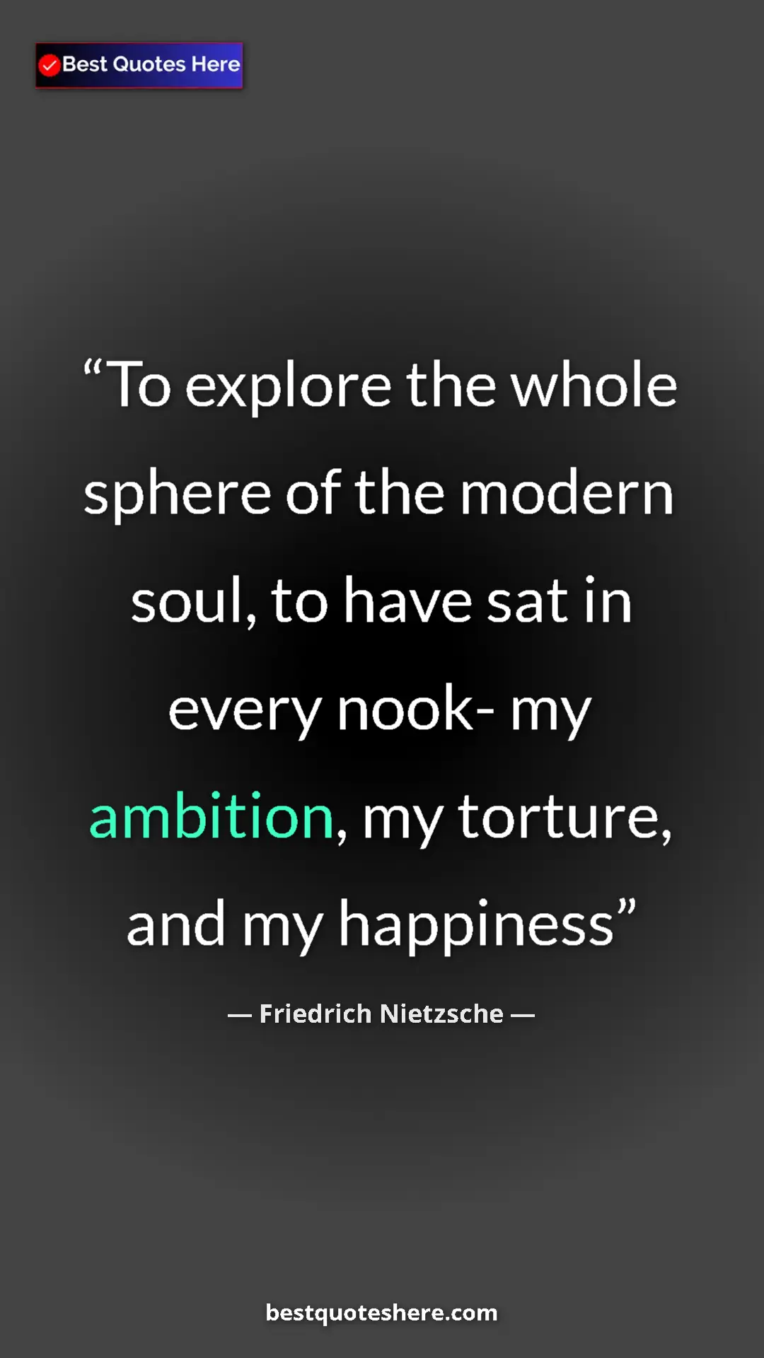 Pinterest quote poster by Friedrich Nietzsche: "To explore the whole sphere of the modern soul, to have sat..."
