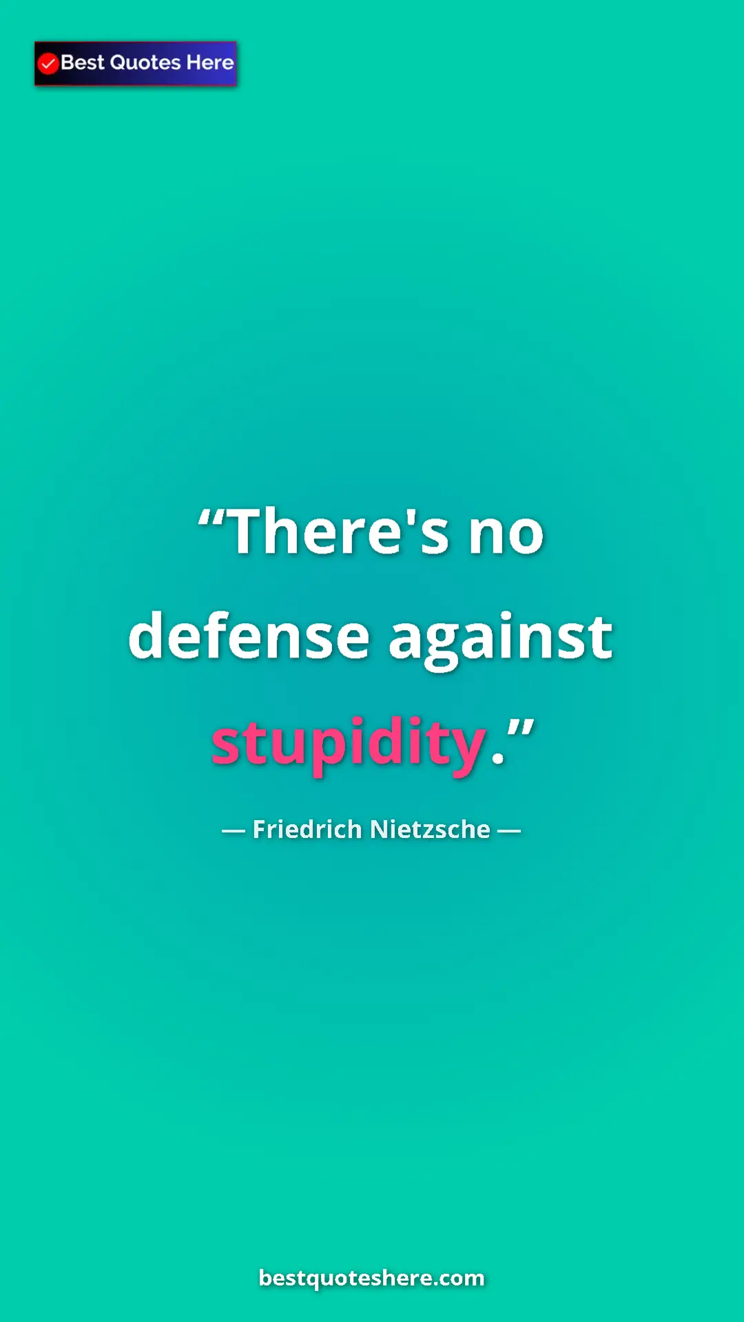Pinterest quote poster by Friedrich Nietzsche: "There's no defense against stupidity."