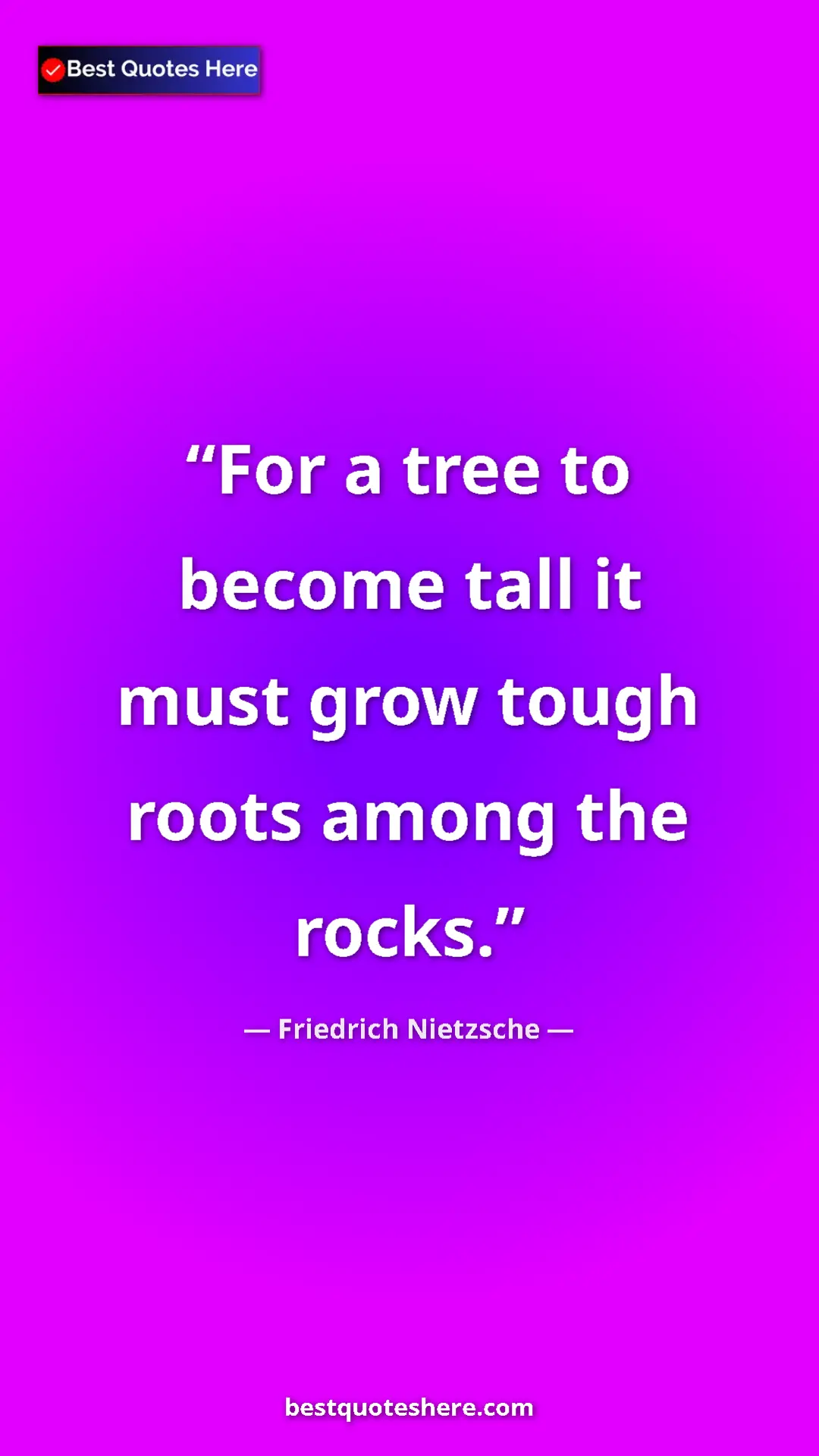 Pinterest quote poster by Friedrich Nietzsche: "For a tree to become tall it must grow tough roots among..."