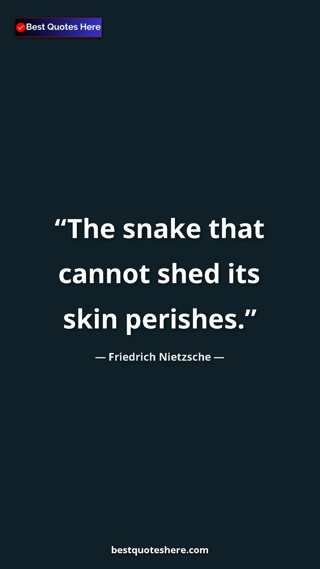Pinterest quote poster by Friedrich Nietzsche: "The snake that cannot shed its skin perishes."