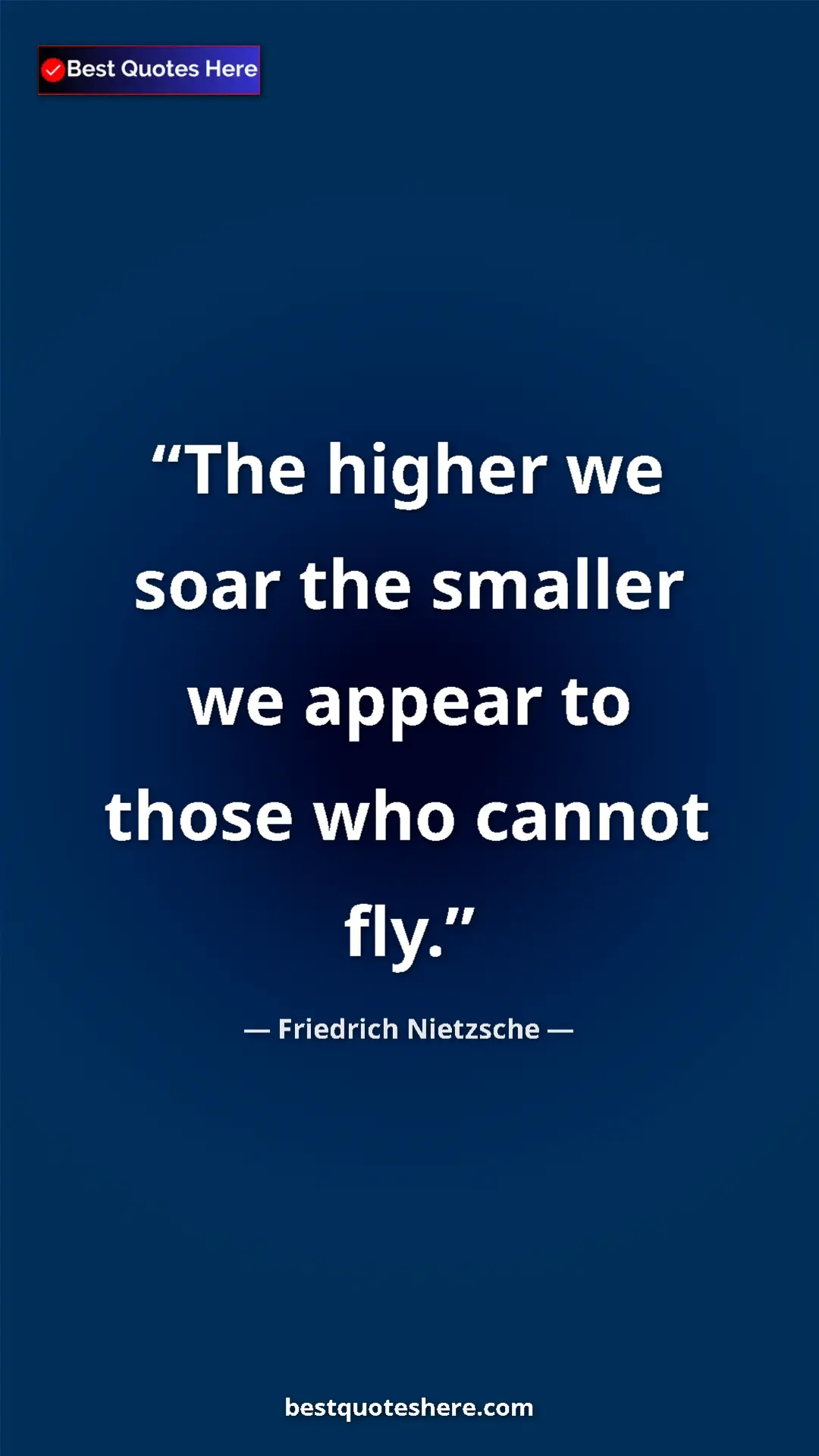 Pinterest quote poster by Friedrich Nietzsche: "The higher we soar the smaller we appear to those who..."