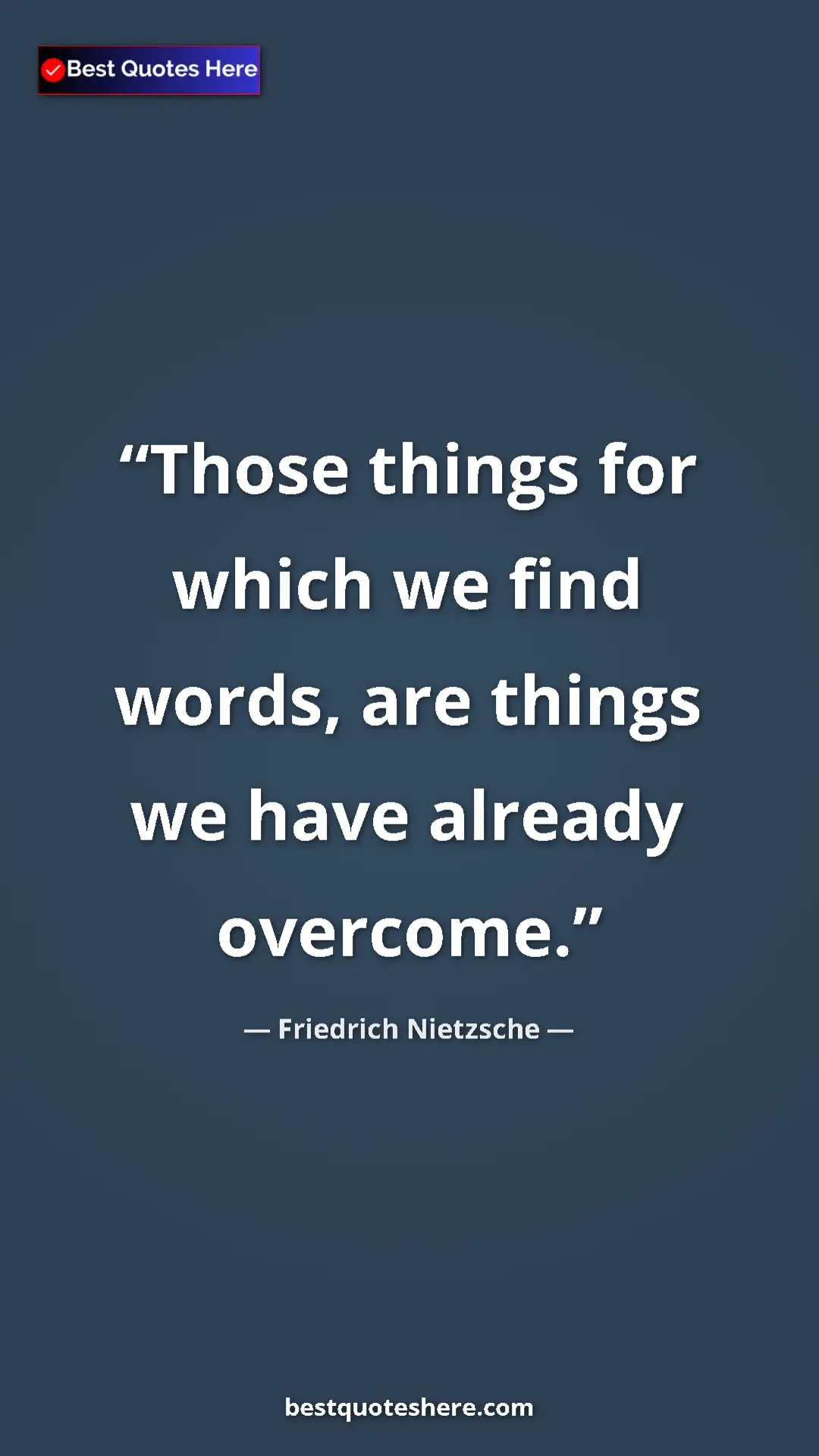 Pinterest quote poster by Friedrich Nietzsche: "Those things for which we find words, are things we have..."
