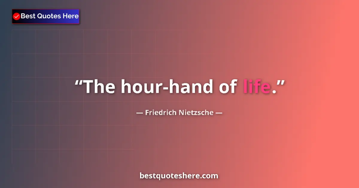 Quote by Friedrich Nietzsche: The hour-hand of life....