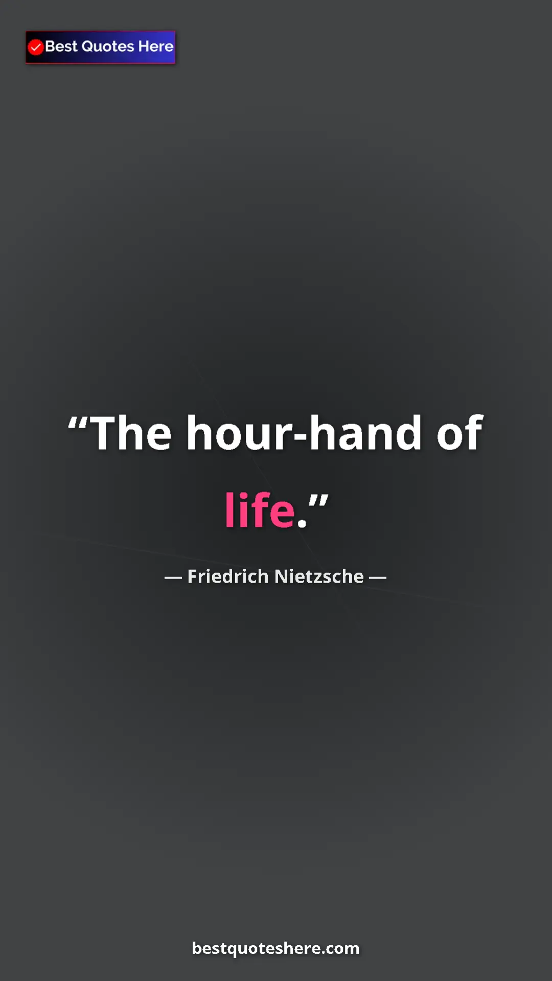Pinterest quote poster by Friedrich Nietzsche: "The hour-hand of life."