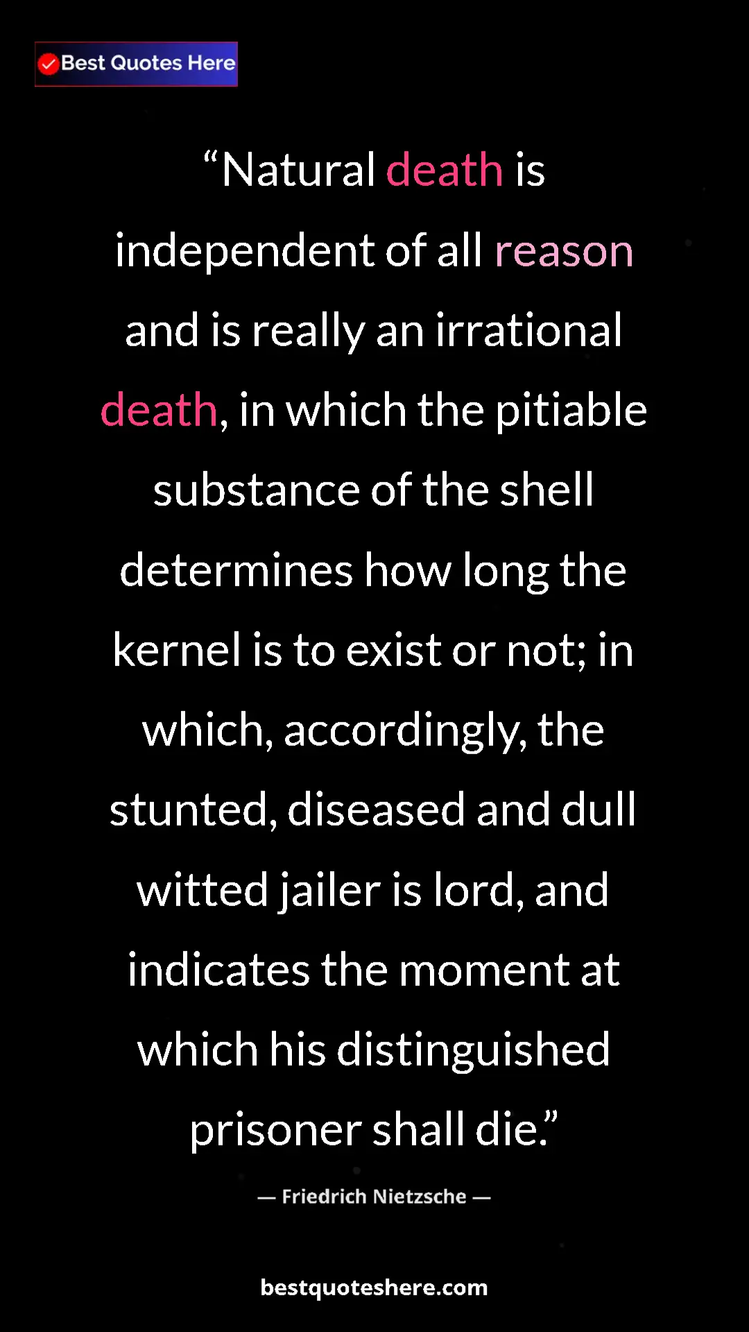 Friedrich Nietzsche Quote Card: "Natural death is independent of all reason and is really an..." Pinterest quote poster by Friedrich Nietzsche: "Natural death is independent of all reason and is really an..."