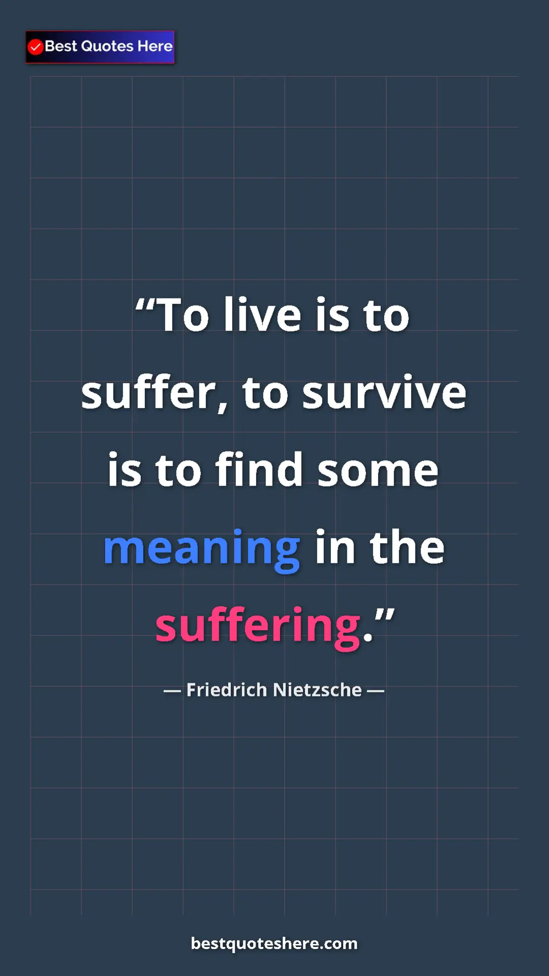 Pinterest quote poster by Friedrich Nietzsche: "To live is to suffer, to survive is to find some meaning in..."