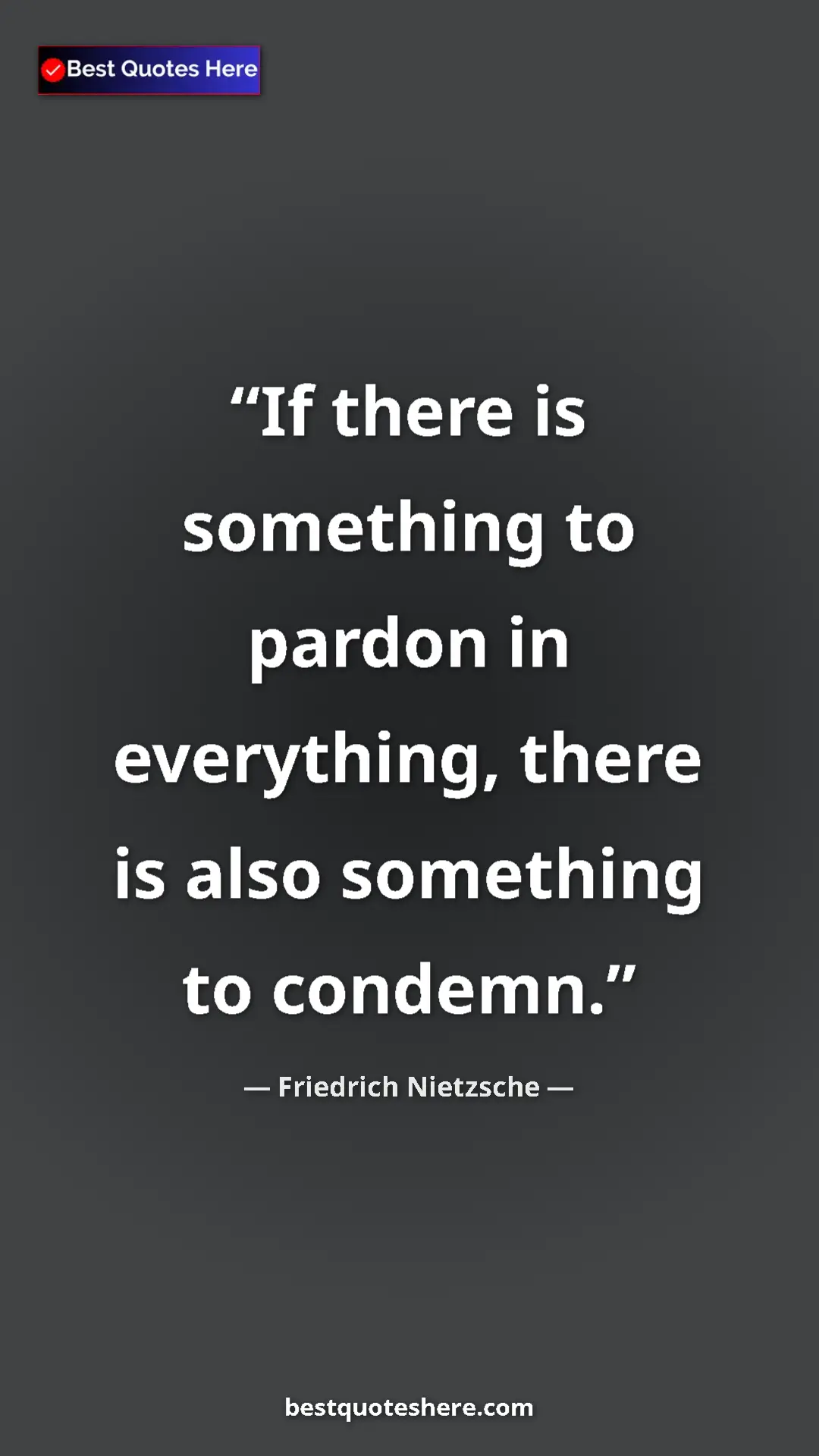 Pinterest quote poster by Friedrich Nietzsche: "If there is something to pardon in everything, there is..."