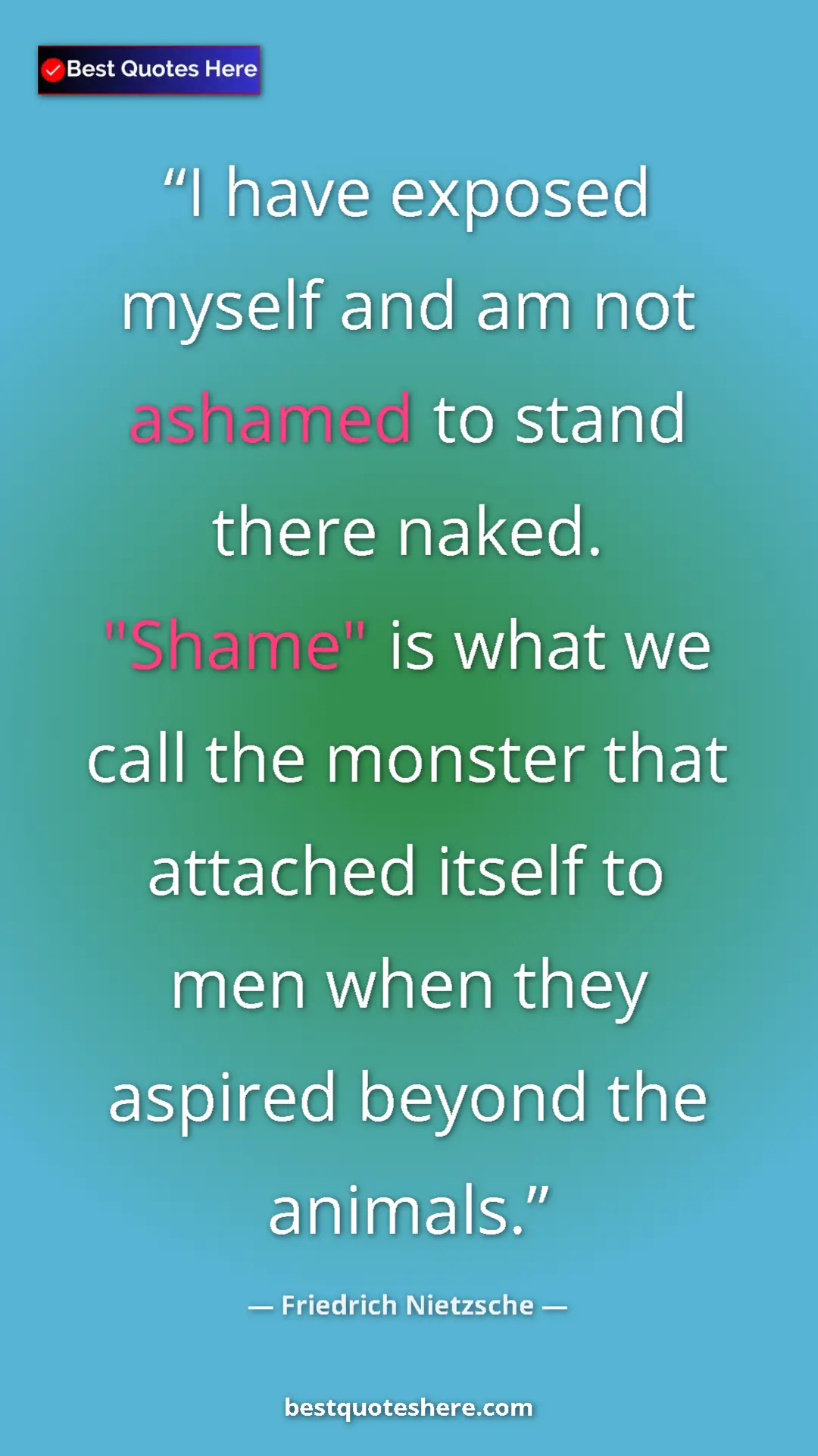 Pinterest quote poster by Friedrich Nietzsche: "I have exposed myself and am not ashamed to stand there..."