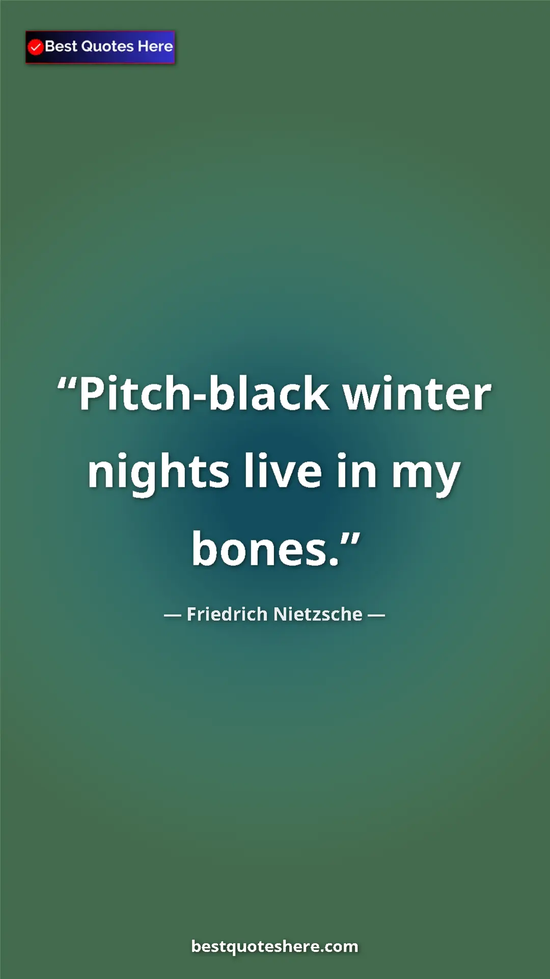 Pinterest quote poster by Friedrich Nietzsche: "Pitch-black winter nights live in my bones."