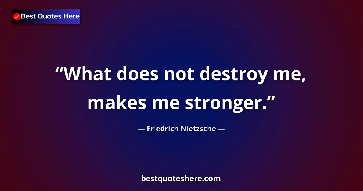 Friedrich Nietzsche quote: "What does not destroy me, makes me stronger."