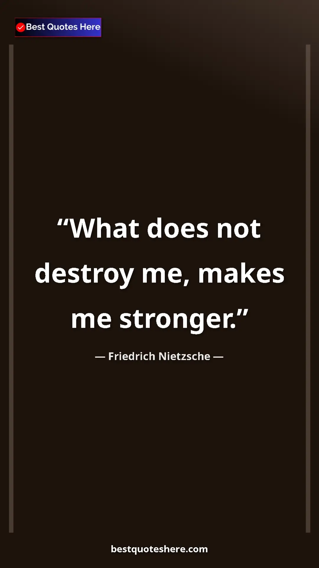 Pinterest quote poster by Friedrich Nietzsche: "What does not destroy me, makes me stronger."