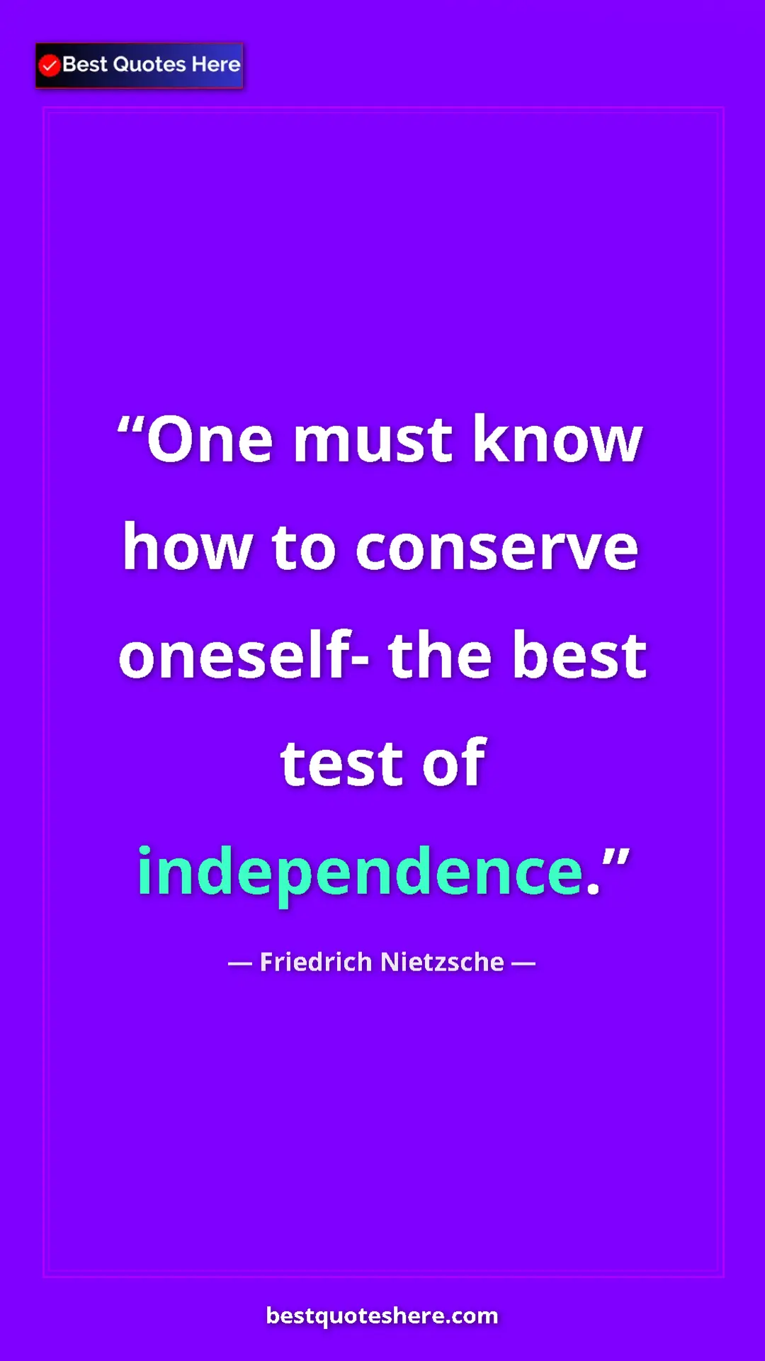 Pinterest quote poster by Friedrich Nietzsche: "One must know how to conserve oneself- the best test of..."