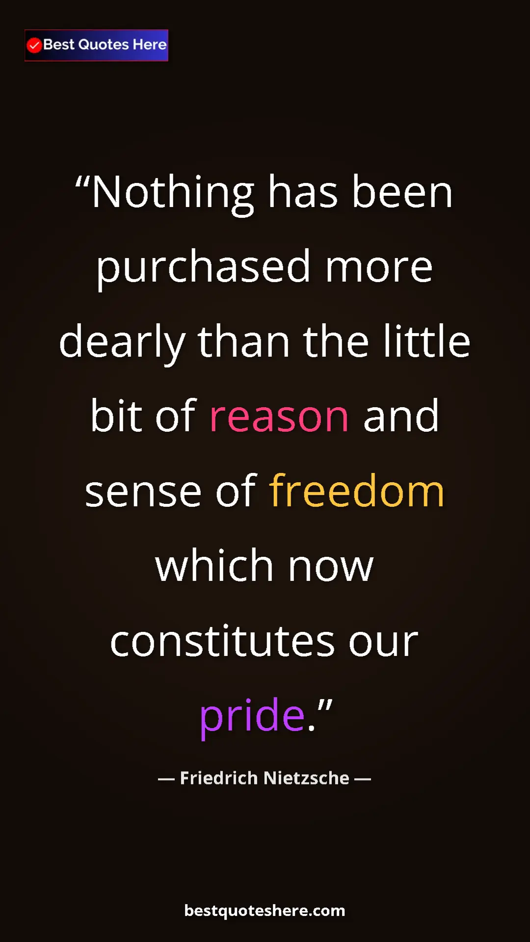 Pinterest quote poster by Friedrich Nietzsche: "Nothing has been purchased more dearly than the little bit..."