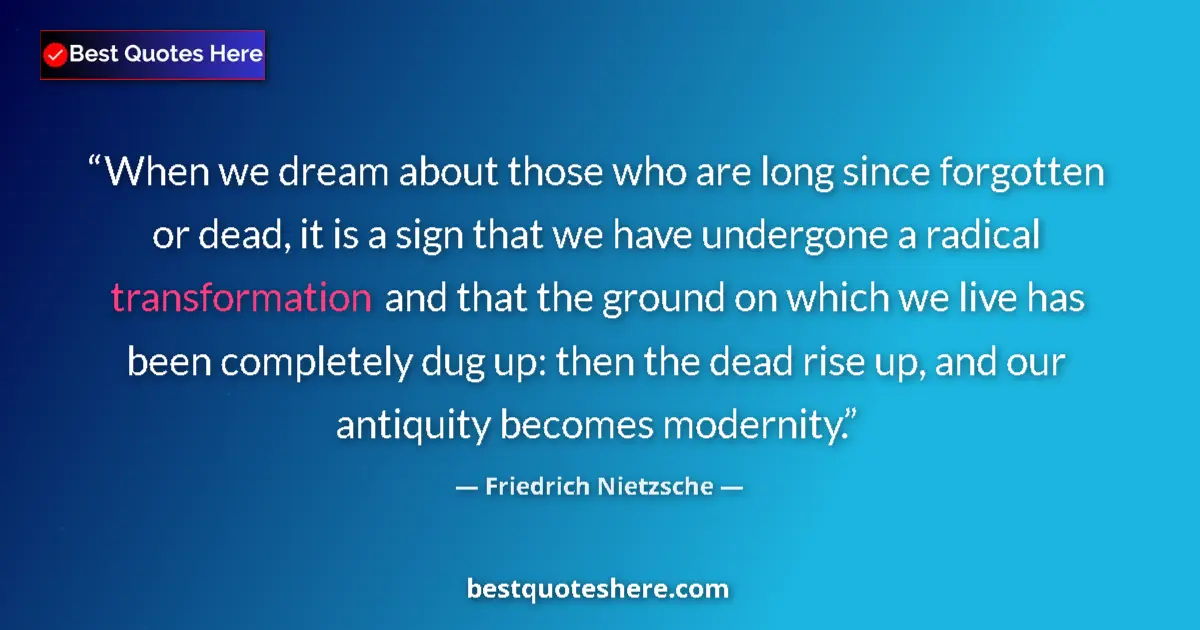 Image for the quote by Friedrich Nietzsche: When we dream about those who are long since forgotten or dead, it is a sign that we have undergone ...