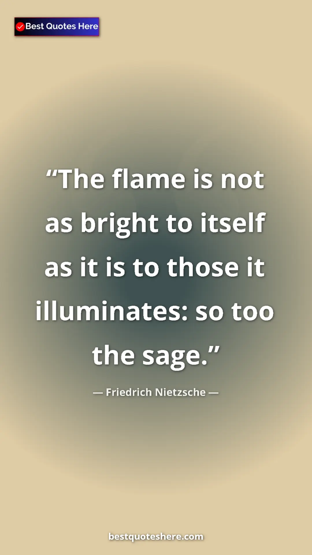Pinterest quote poster by Friedrich Nietzsche: "The flame is not as bright to itself as it is to those it..."